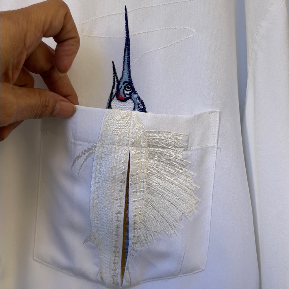 BAMBOO CAY White Shirt with Marlin Embroidery Mens 3XL modal blend - Picture 11 of 17